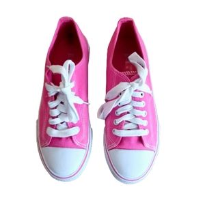 Bright Pink Canvas Low Tops